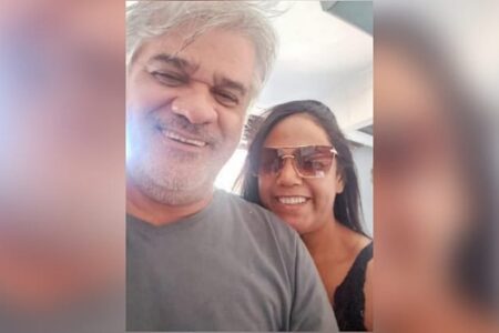 Imagem da vítima ao lado da esposa