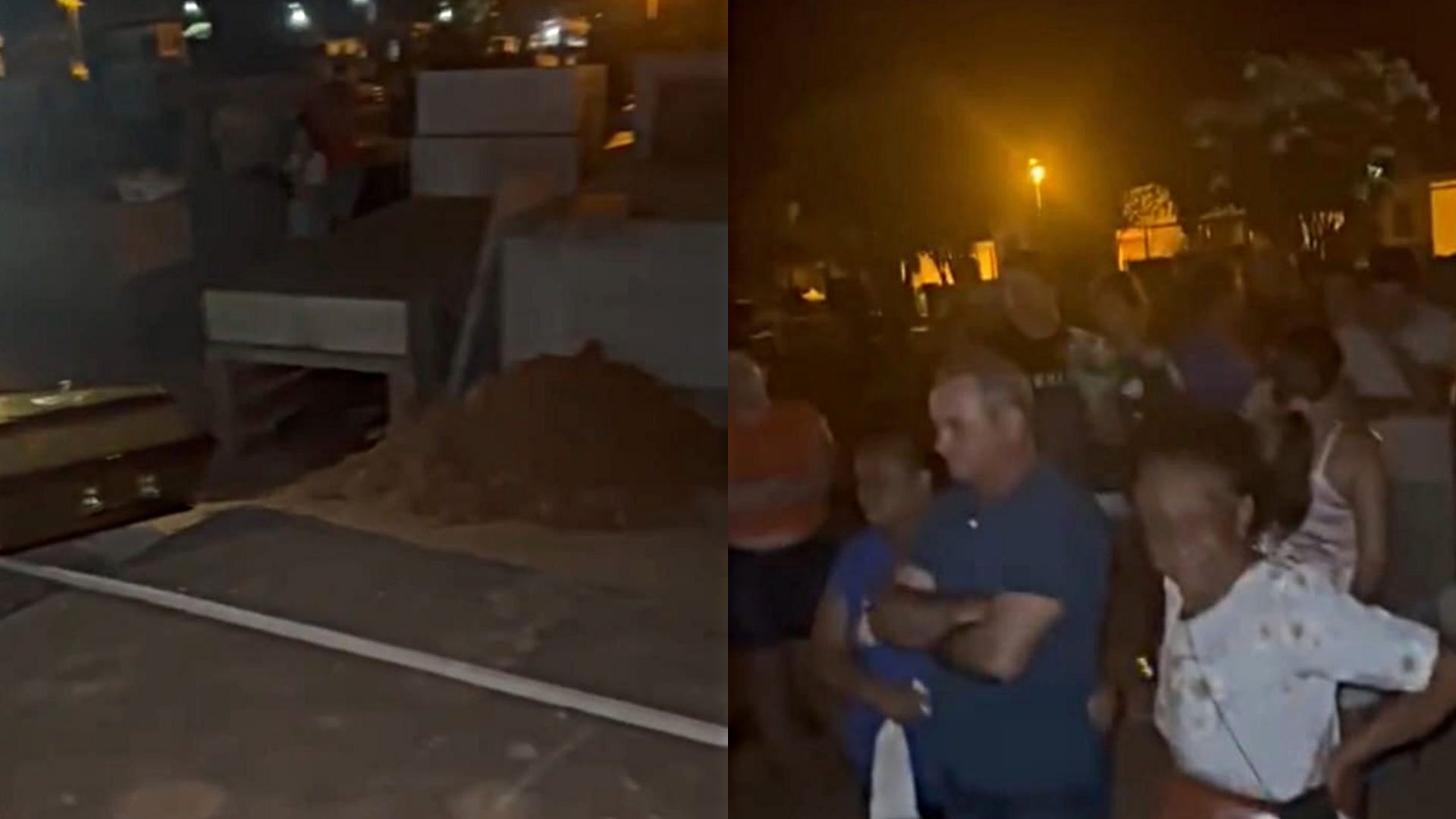 Imagem do jazigo aberto e as pessoas aguardando