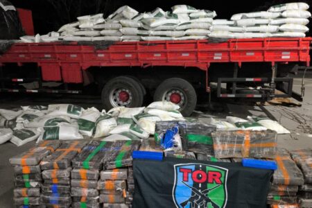 PRF e PM apreendem 1 tonelada de maconha escondida em carga de ração, em Morrinhos