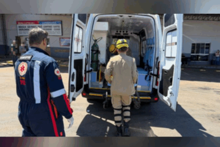 Homem sofre queda durante manutenção (Foto: Reprodução)