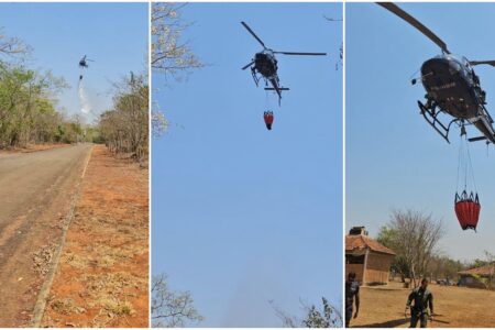Helicópteros da PM ajudam a combater incêndios em Goiás