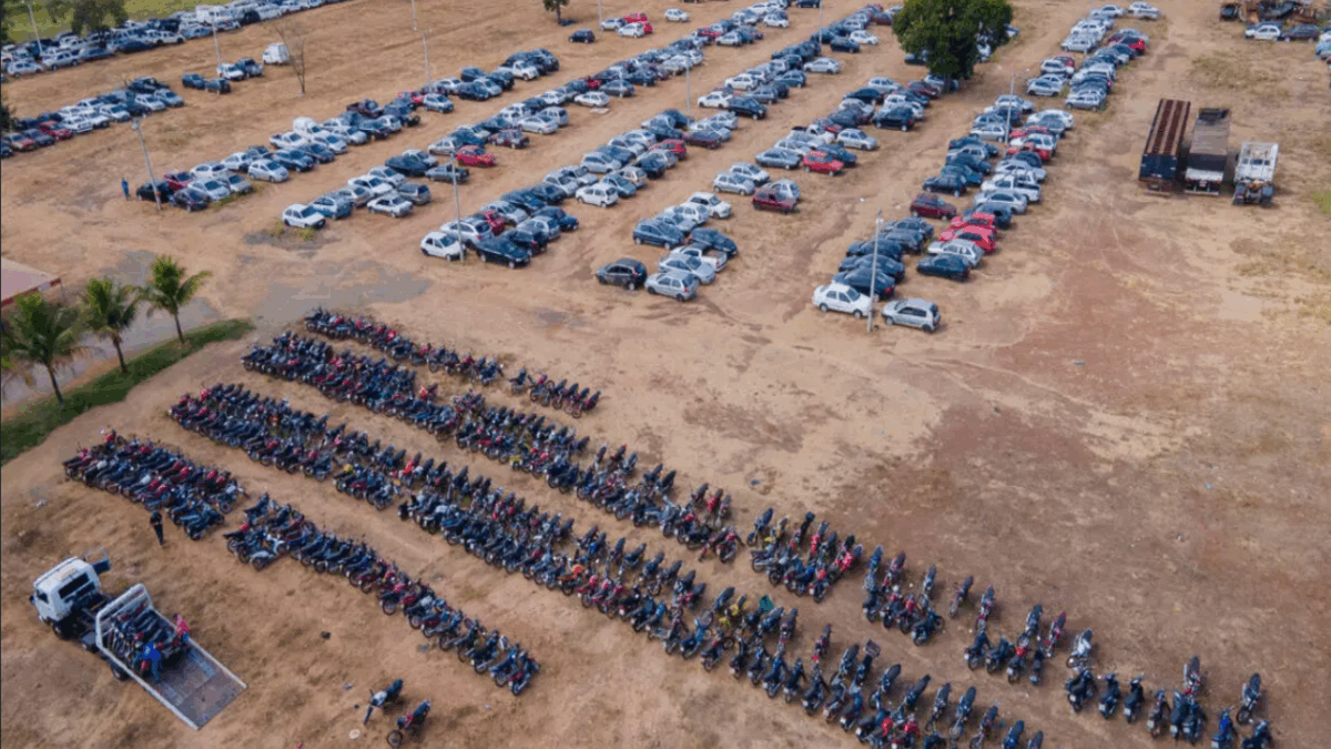 Veículos recolhidos (Foto: Detran-GO)