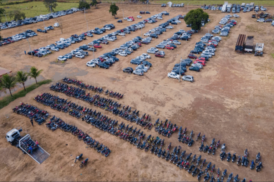 Veículos recolhidos (Foto: Detran-GO)