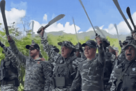 Ministro de Maduro posa com facão em mãos e 'convoca' população: 'não nos conhecem'; vídeo (Foto: Reprodução)