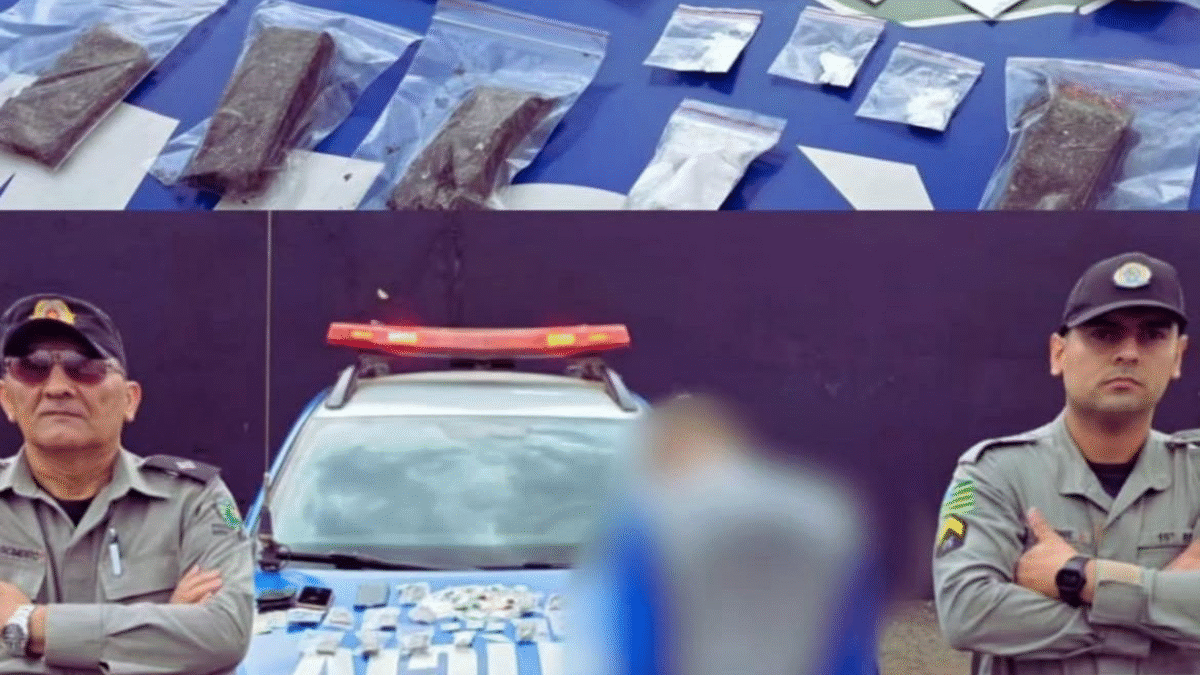 Homem é preso após perseguição suspeito por tráfico de drogas e corrução de menor em Jataí (Foto: PMGO)