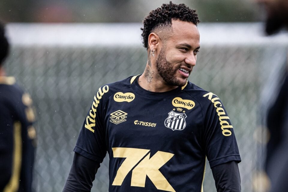 Neymar em treino pelo Santos