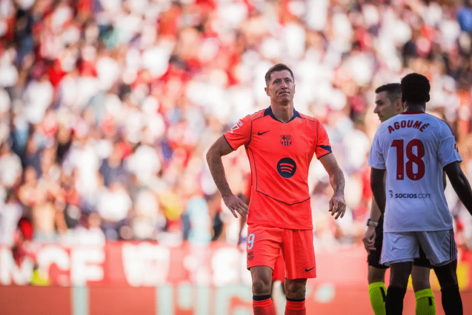 Robert Lewandowski em partida pelo Barcelona