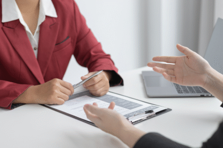 Imagem de uma pessoa na entrevista de emprego