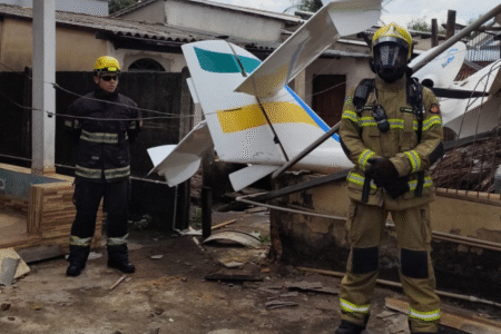 Piloto do avião que caiu em Goiânia diz que motor sofreu pane no ar (Foto: Bombeiros)