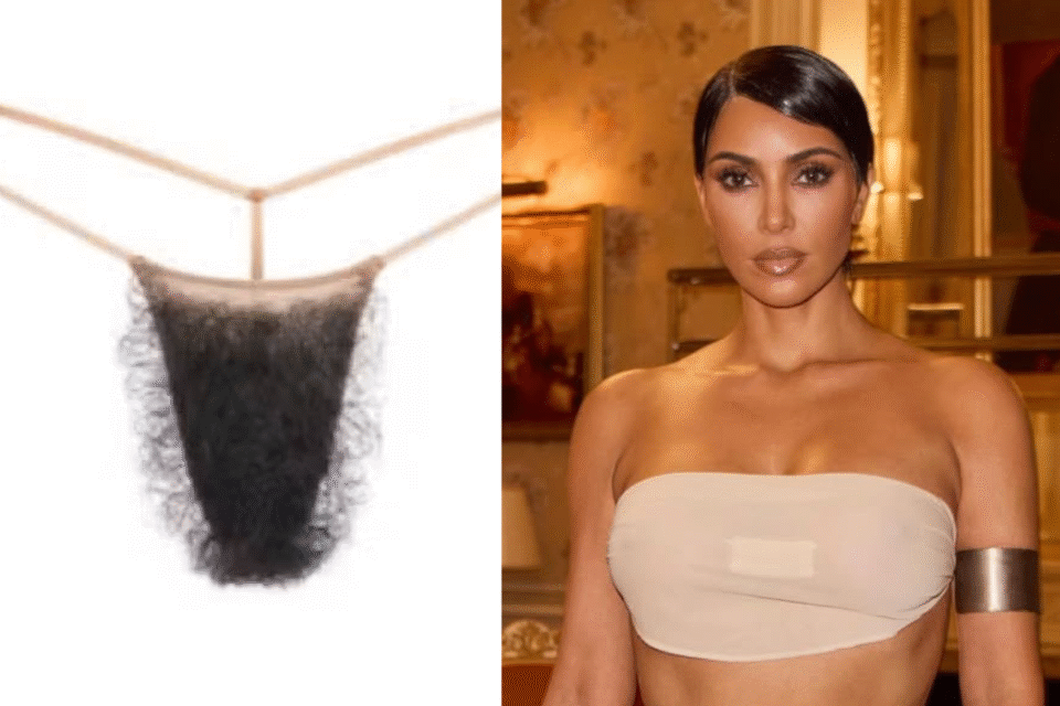 Kim Kardashian lança modelo de calcinha que imita pelos pubianos (Foto: Reprodução)