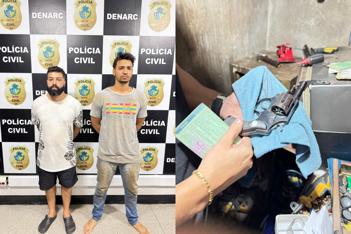 Imagem dos presos e da arma