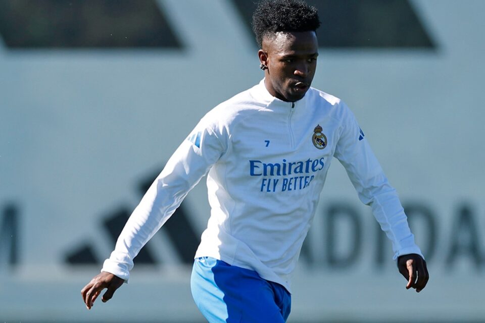 Vini Jr em treino no Real Madrid