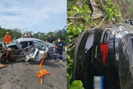 Colisão frontal na GO-330 deixa uma pessoa morta e quatro feridas