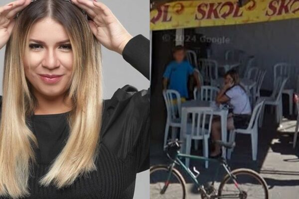 Marília Mendonça aparece em bar de Goiânia em imagem do Google Street View de 2011 foto antiga cantora de uniforme e falando ao celular