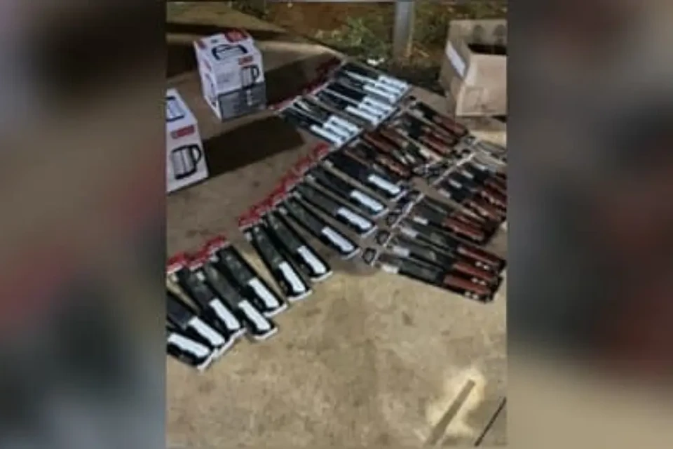 Imagem das facas furtadas apreendidas