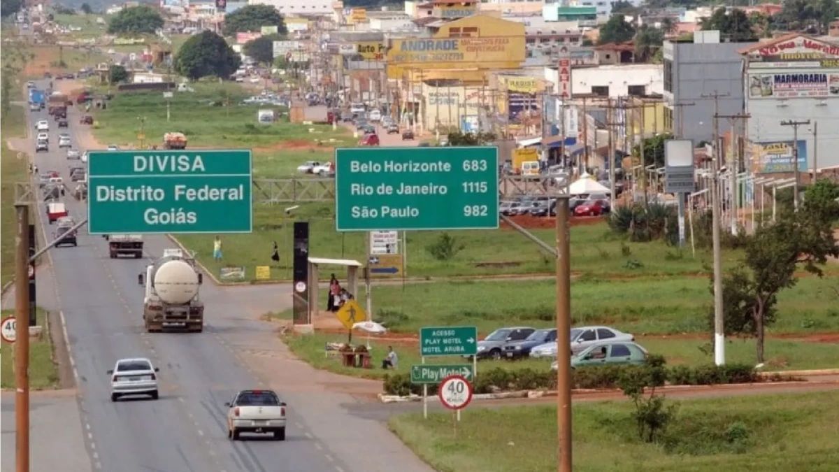 Imagem mostra divisa de Goiás com o Distrito Federal