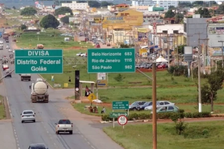 Imagem mostra divisa de Goiás com o Distrito Federal