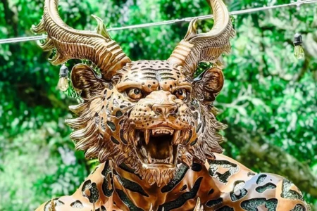 Escultura dragão onça China entrega presente ao Brasil na COP30 e gera polêmica entre evangélicos assinada pela artista Hung Jian