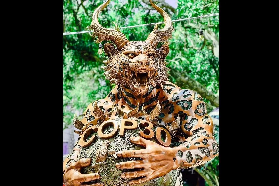 Escultura dragão onça China entrega presente ao Brasil na COP30 e gera polêmica entre evangélicos assinada pela artista Hung Jian