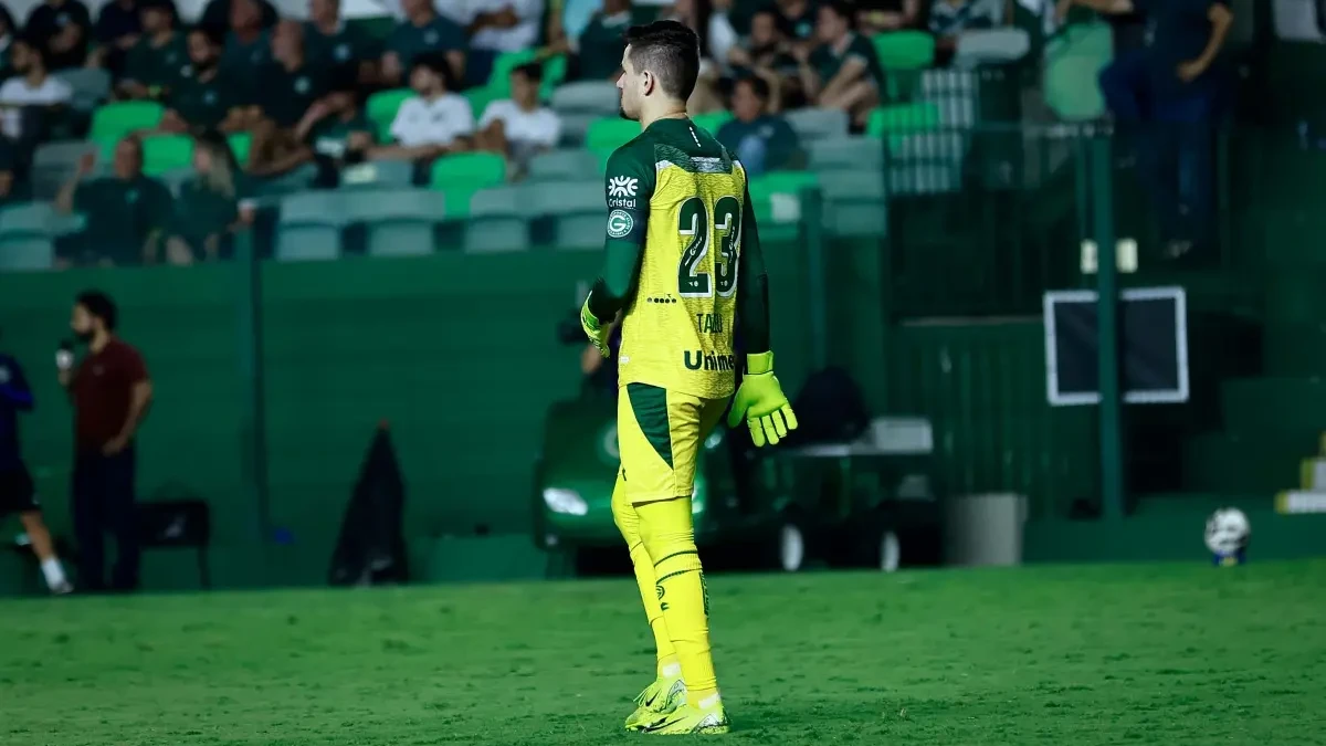Goleiro Tadeu em partida pelo Goiás