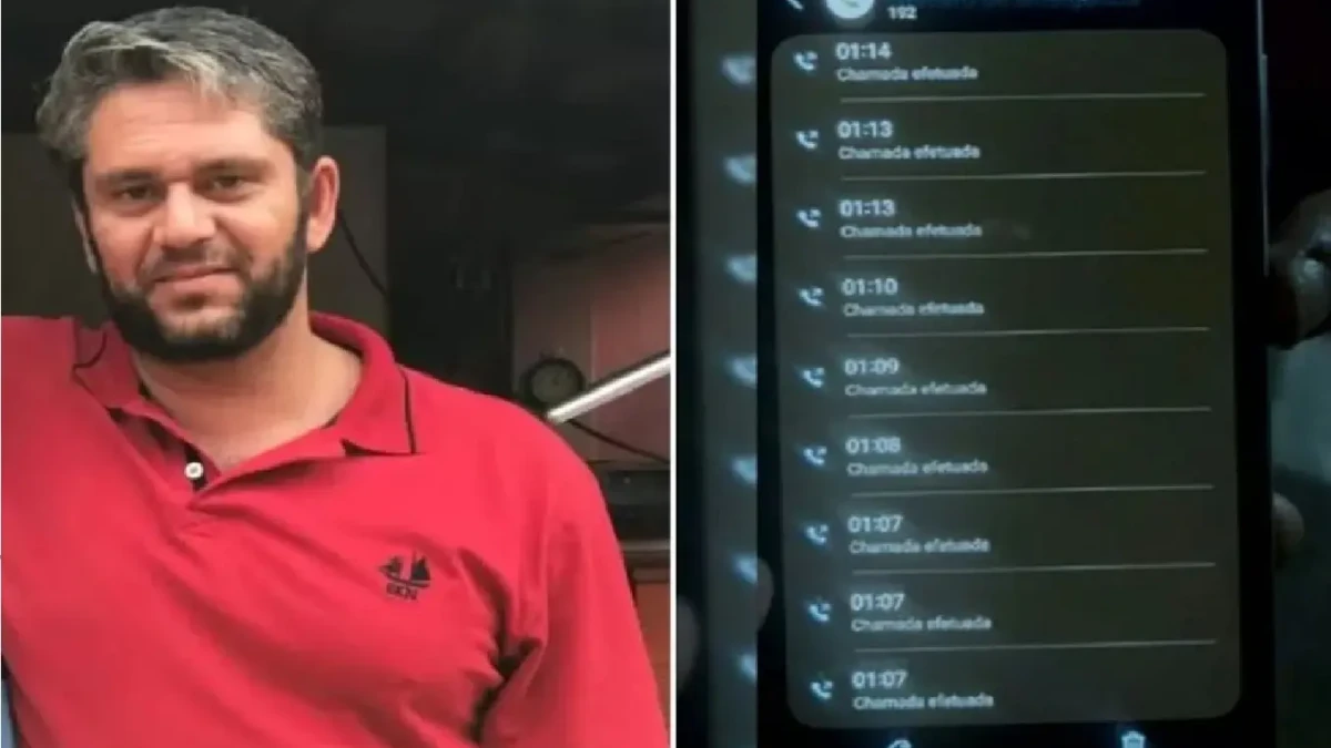 Registros do aparelho celular mostram chamadas para o 192, número do serviço d emergência (Foto: Colagem/TV Anhanguera)