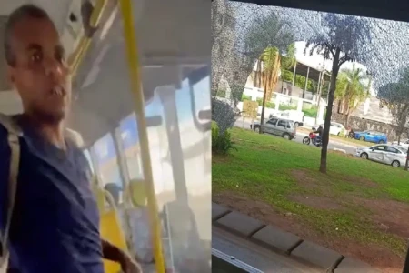 Imagem mostra suspeito de importunação sexual em ônibus