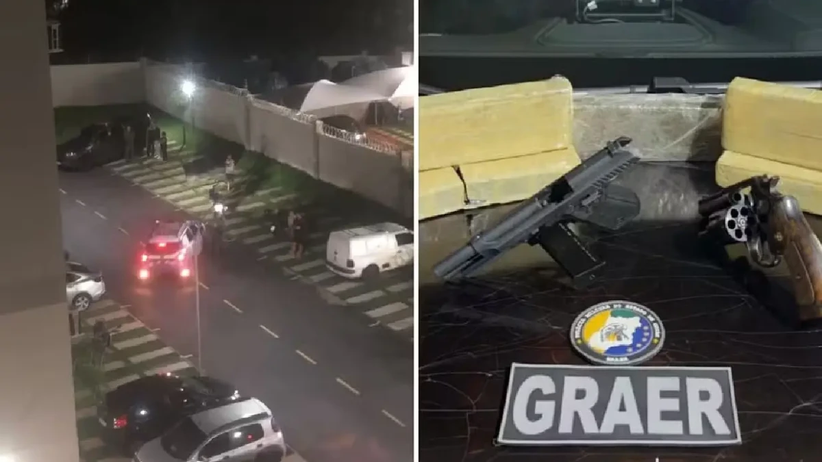 Imagens mostram momento da ação e arma apreendida no apartamento dos suspeitos