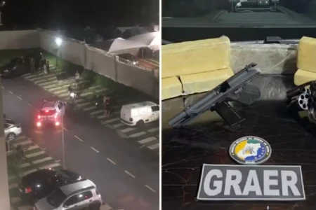 Imagens mostram momento da ação e arma apreendida no apartamento dos suspeitos