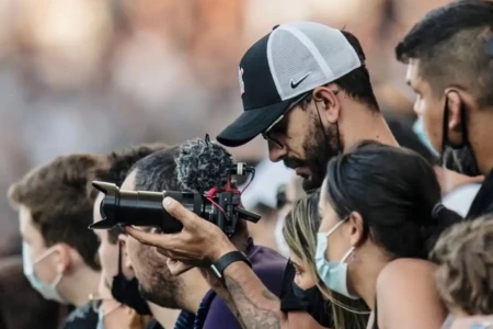 Fotógrafo Cristiano Sevieri durante partida do Corinthians