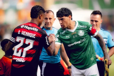 Jogadores de Palmeiras e Flamengo na Libertadores