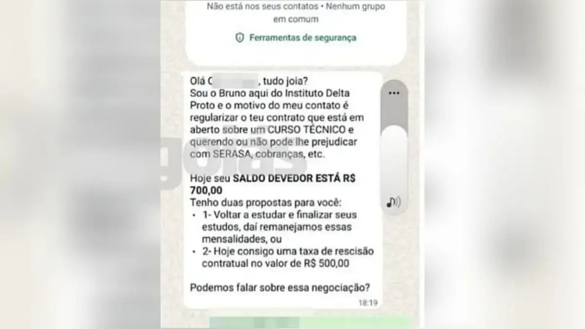 Imagem de uma das cobranças