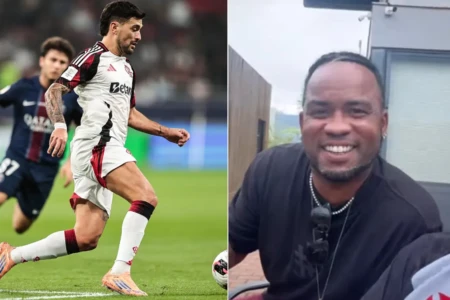 Arrascaeta, jogador do Flamengo e Carlos Alberto, ex-jogador