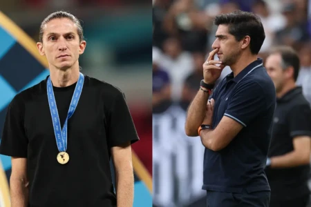 Filipe Luís e Abel Ferreira