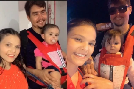 Imagem da família assim que Maicon pode retornar para casa