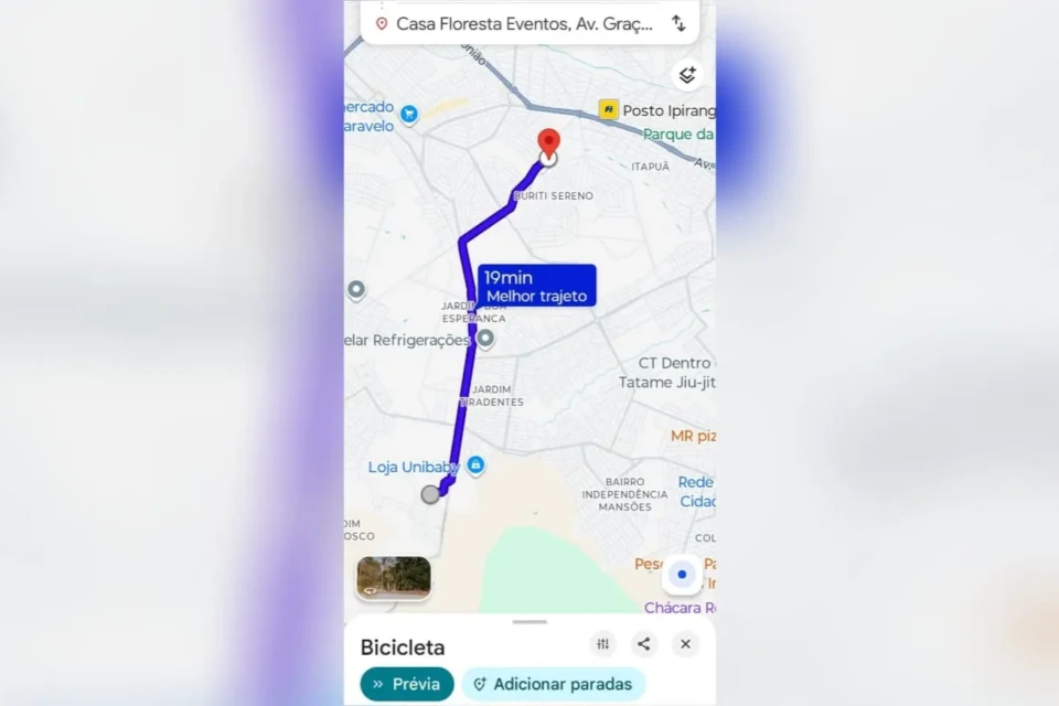 Imagem da distância percorrida pelo garoto