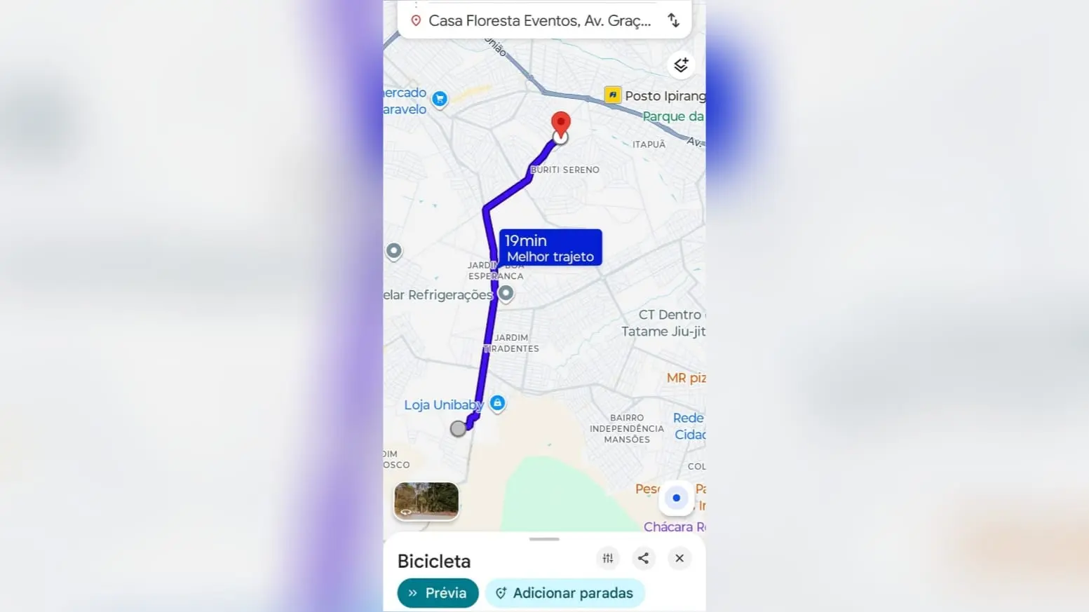 Imagem da distância percorrida pelo garoto