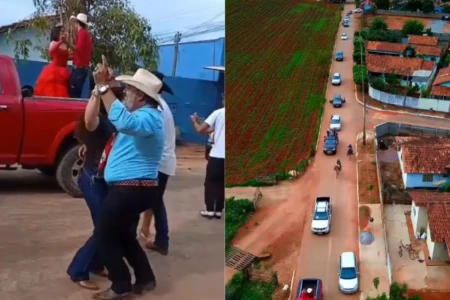 Imagens mostram celebração inusitada em comemoração ao noivado de Sancler e Felipe