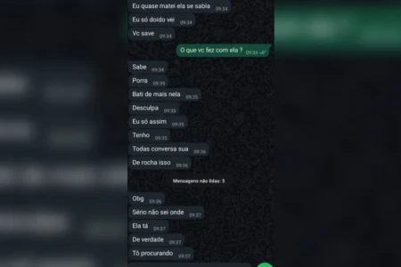 Imagem que mostra a conversa do suspeito