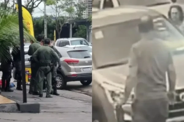 Imagens mostram momento do roubo e prisão do suspeito