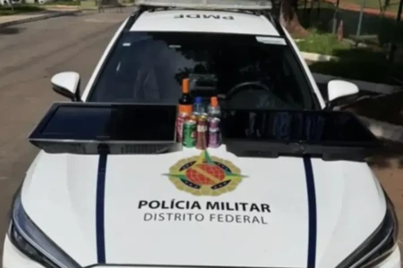 Casal é preso ao tentar fugir de motel com TVs e bebidas no DF (Foto: Reprodução)