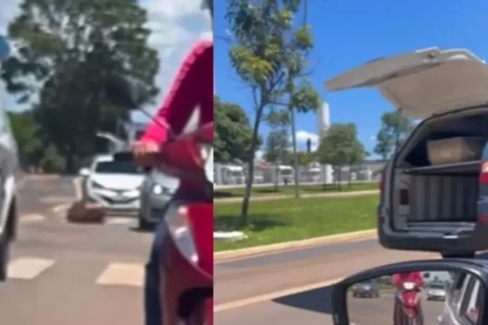 Imagem do caixão na avenida