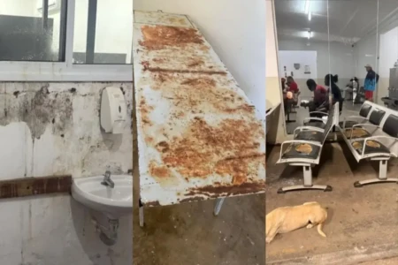 Lona contra goteira, assentos rasgados: médicos cobram investimentos na saúde de Goiânia (Fotos: Reprodução)