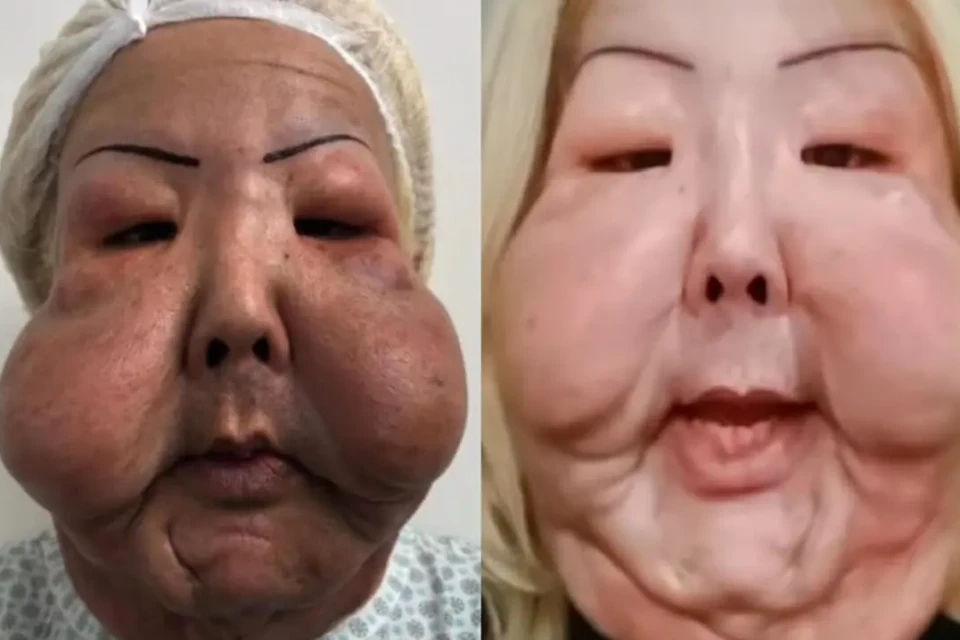 Juju do Pix mostra rosto três meses após retirar óleo mineral e surpreende óleo mineral enrijecido retirado do rosto da influencer; imagens
