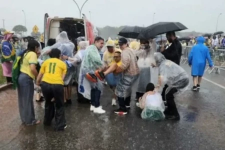 Vídeo mostra momento em que raio cai e deixa feridos durante ato em Brasília