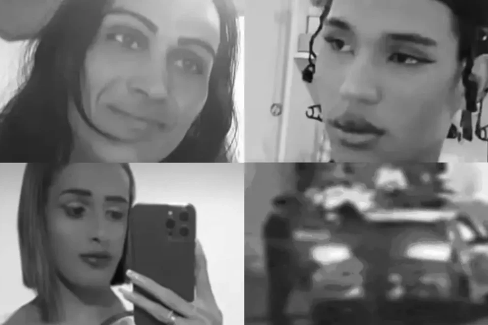Colagem mostra vítimas de crimes transfóbicos em 2025