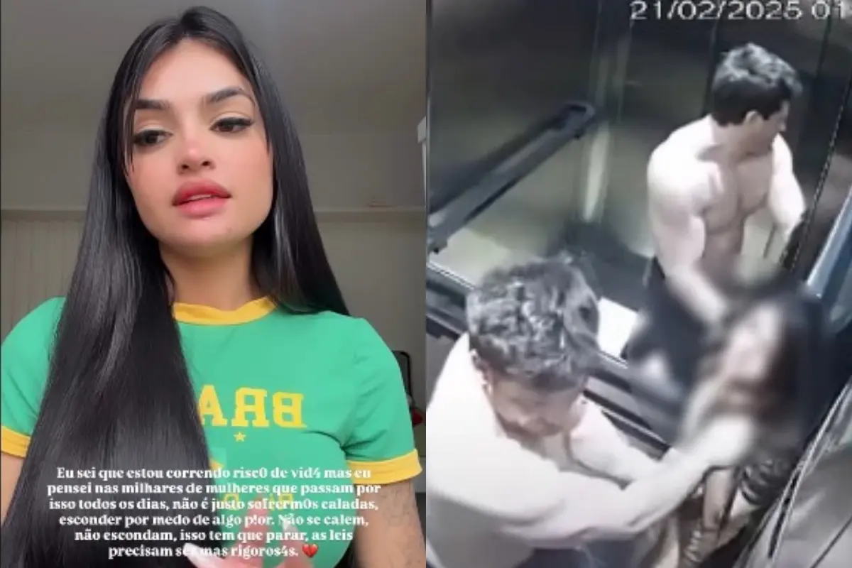 Imagem da jovem sendo agredida