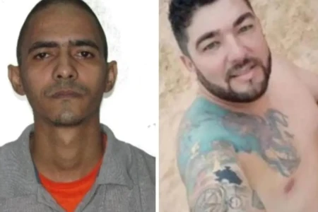 À esquerda o faccionado Ailson Souza Santos, e à Danilo Lima direita a vítima Danilo Lima Carvalho - (Foto: Reprodução/PM)