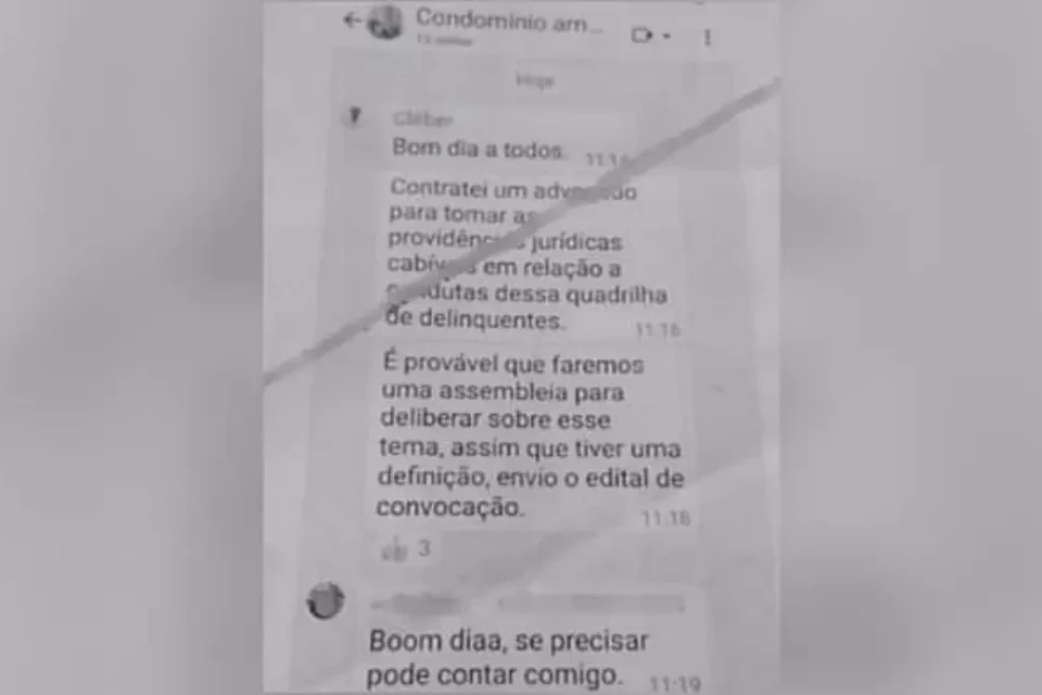 A foto mostra um print de um aplicativo de mensagens