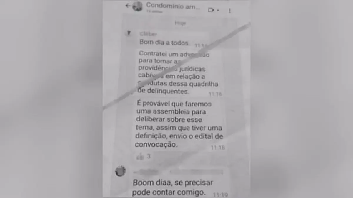 A foto mostra um print de um aplicativo de mensagens