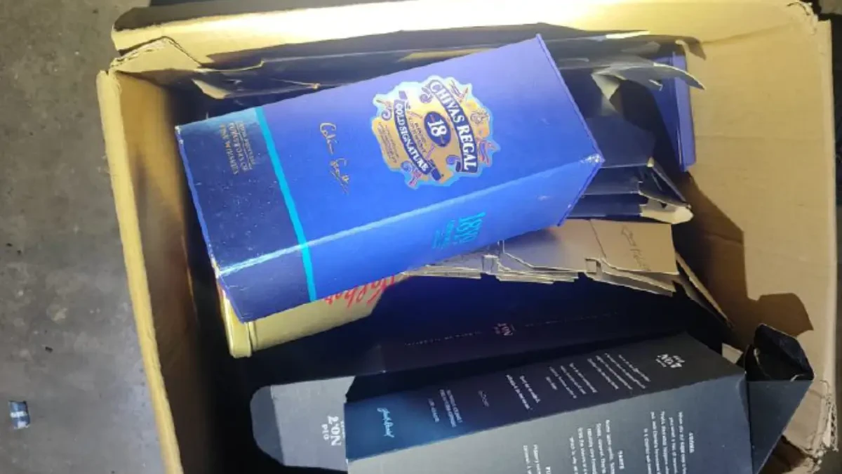 Falsificador de whisky usava 'Chanceler' para encher garrafas caras, perto de Anápolis (Foto cedida ao Mais Goiás)